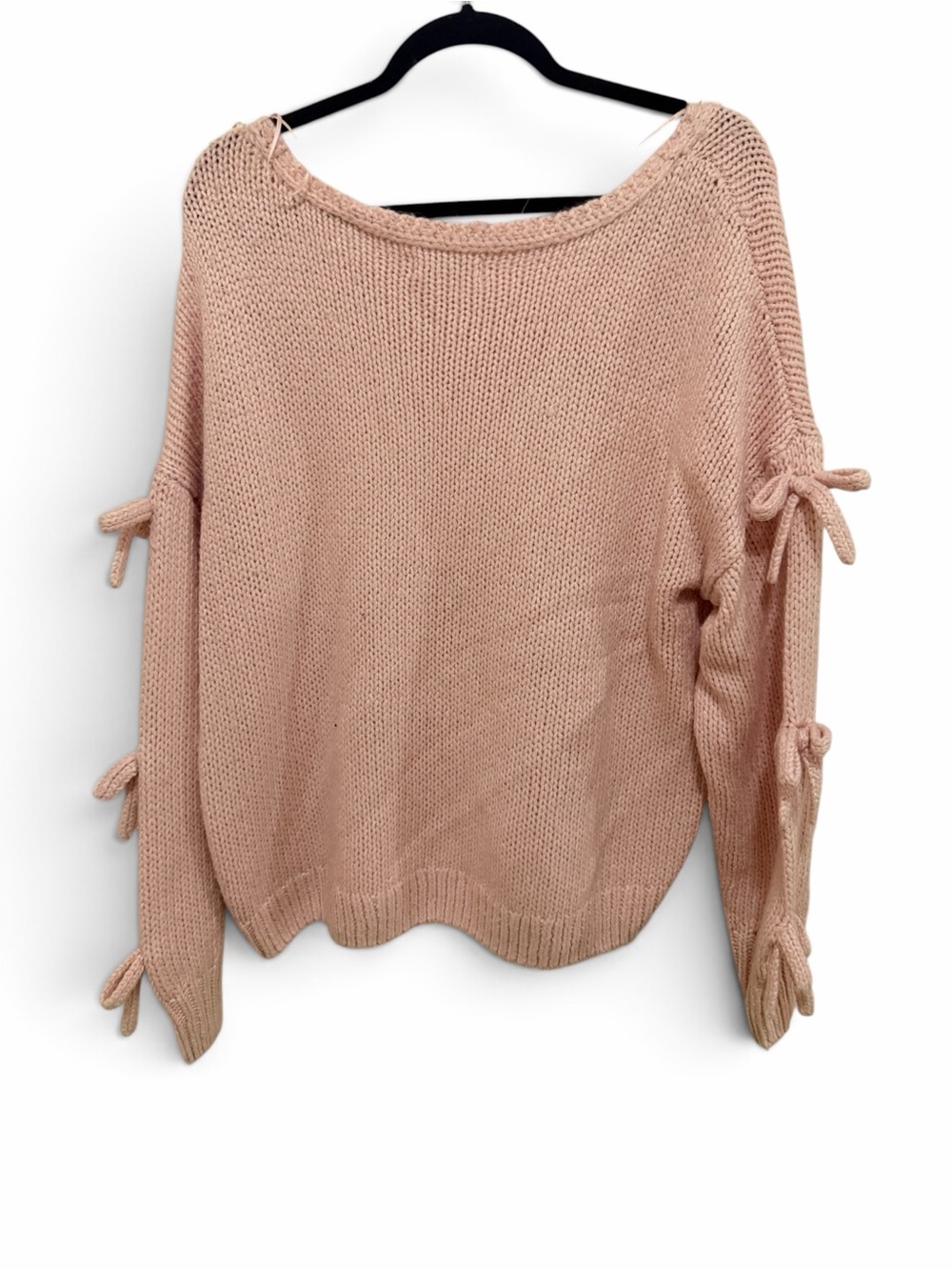 Hollister Blush Pink Tie-Sleeve Scoop Neck Sweater